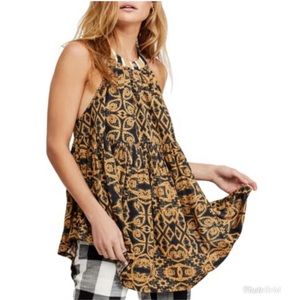 Free People Yellow and Black Mimi Tunic Small